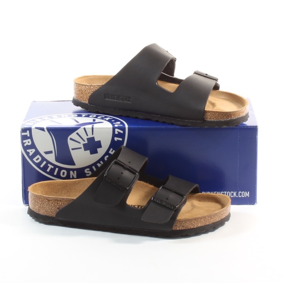 Birkenstock Arizona Black Leather Cork Sandals NEW - Picture 3 of 8